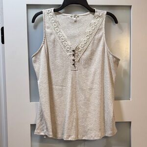 Maurices Cream Lace Accent Tank Top